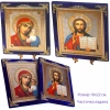 Пара икон в бархате с частицей ладана и украшениями 18х22 см.