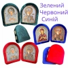 Икона - складень Богородица Семистрельная и Святой Николай серебр.лик бархат 13х11 см. цвета в ассортименте