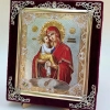 Икона в ассортименте с частицей ладана, бархат с украшениями.