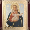 Икона в ассортименте с частицей ладана, бархат с украшениями.