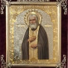 Икона в ассортименте с частицей ладана, бархат с украшениями.