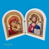 Икона - складень дерево, риза позолота, серебрение.