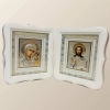 Венчальная пара в деревянном киоте 19х21 см.(3Dтиснение) белый