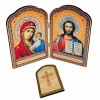 Складень дерево Богородица и Спаситель 20х27 см. литография.
