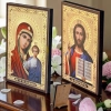 Пары икон Спаситель и Богородица в ассортименте  3 вида. Оргалит на подставке  6х9 см.