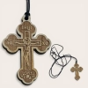 Хрест дерево натільний гравірування (1шт) 4х3 см. Великій фігурний 1