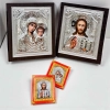 Венчальная пара на дерве с ризой из пластмассы серебро 17,5 х 20 см.