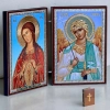 Ікони Богородиці і Ангел Хранитель складень 6х9х2 см. дерево 4 вида в асортименті.