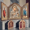 Икона Иерусалимскя Богородица + Михаил и Гавриил складень деревянний фигурний 14х17см.