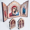 Ікона Казанська Богородиця + Михаїл і Гавріїл складень дерев'яний фігурний 14х17см.