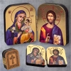 Складень икона Богородица Неувядаемый цвет и Спаситель 4х5 см.