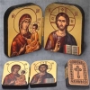 Богородица Скоропослушница и Спаситель икона-складень деревянный 4х5 см.