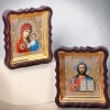 Венчальная пара в киоте из пластмасы с капсулой ладана литография 24х21 см.