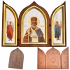 Святой Николай икона - складень пластмасса тройной 16,5х11 см.