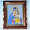 Икона Богородицы Неувядаемый цвет вышитая в деревянном киоте 30х36 см.