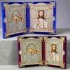 Икона  складень бархат 36х22 см. конгрев с украшением