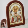 Икона Святой Николай арка посеребрение, позолота эмаль 15х20 см.