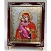 Икона в ассортименте с частицей ладана, бархат с украшениями.