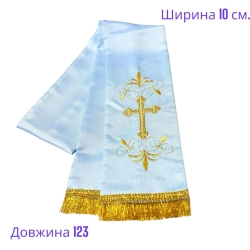 Закладка для Евангелія шовк з бахрамою 123х10 см. голубий.