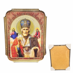 Святий Миколай ікона в багетній рамці 33х43 см.