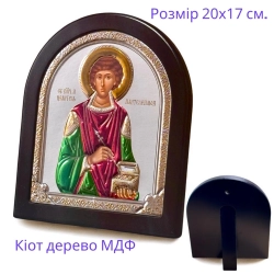 Икона Святой Пантелеймон целитель дерево, литография цветная.