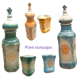 Керамічний сосуд зі склянкою розпис золотом.