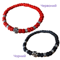 Браслет плетенный с крестом (металические вставки)