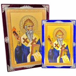 Икона Спиридон Тримифунтский 25х34 см. с украшениями.