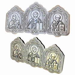 Ікона - трійник в авто 45х85 см. 3D тиснення основа дерево
