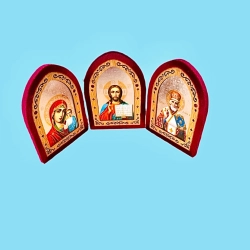 Ікона складень  оксамит арака трійник 18х40 см. т.