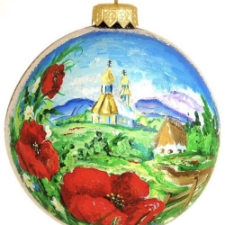 Игрушка роспись в ручную Храм, маки.