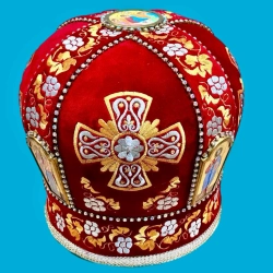 Митра комбинированная парча, бархат вышитая с камнями 58 размер.