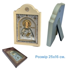 Святий Пантелеймон ікона в кіоті дерево, риза, під склом.