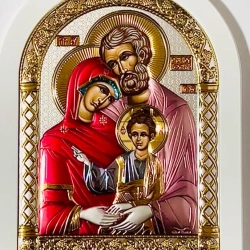 Ікона Свята Родина ємаль,,позолота, посріблення 175х225 мм.
