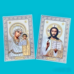 Спаситель и Богородица (пара) 20х30 см. конгрев серебро.