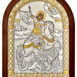 Ікона Георгій Переможець темна рама, посрібленн, позолота 105х140мм.