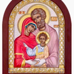 Ікона Свята Родина дерево, ємаль посріблення позолота 105х140 мм.