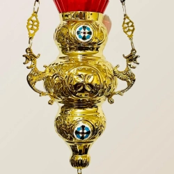 Лампада подвесная позолоченная смальта №1 (1275Е) 11х26см.