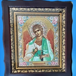 Ікона Ангел Охоронець в кіоті дерево 27х24 см. темний