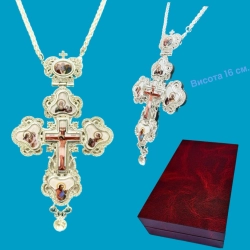 Хрест наградний з камінням SILVER WHITE розмір16х9 cм.