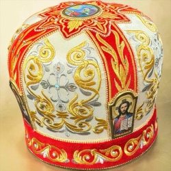 Мітра комбінрована оксамит, парча 58 розмір каміння
