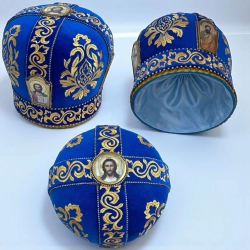 Митра бархат синий размер 57 орнамент вишивка.