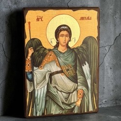 Ікона Святий Архистратиг Михаїл  під старовину на дереві 30х42 см.