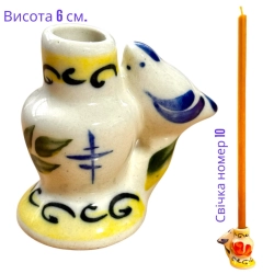 Керамічний підсвічник голуб 1 кольоровий розпис.