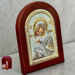 Ікона Володимирська Богородиця посріблення позолота 10,5х14 см.