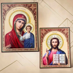 Пара ікон Богородиця і Спаситель 30х40 см.