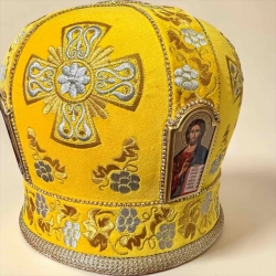 Митра оксамит жовта вишита 58 розмір