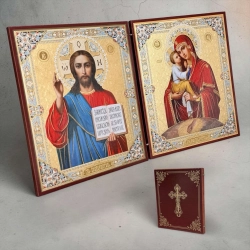 Складень Богородиця Почаївська і Спаситель 15х18х2 Оргаліт
