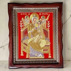 Ікона Богородиці Всецариця вишита в кіоті із дерева 30х36 см