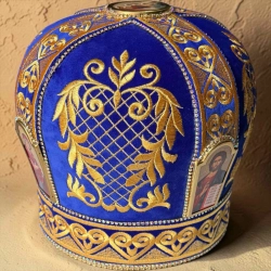 Митра оксамит вишита 56 розмір синій колір